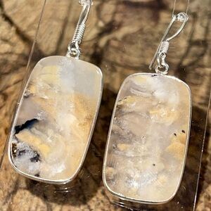 Flower Agate Earrings 2”
